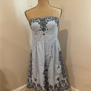 Strapless, anthropology, black lace dress